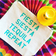 Bolsa de maquillaje personalizada para Fiesta Siesta Tequila, bolsa de maquillaje para despedida de soltera, bolsa de regalo de cosméticos para Fiesta de despedida de soltera 2024 - compra barato