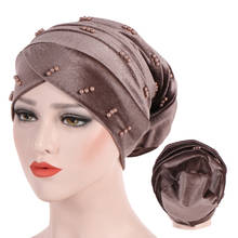 Женский бархатный головной убор, мягкий однотонный тюрбан для мусульманской одежды 2024 - купить недорого