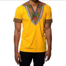 Traje tradicional étnico de áfrica, traje masculino de verão, camiseta de painel iki, gola em v, clássico, hip hop, bazin ricos, camisetas masculinas 2024 - compre barato