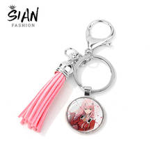 SIAN Exquisite Anime Zero Two Figure Charm Keychain DARLING In The FRANXX Cartoon Cosplay Tassel Key Chain for Girls Car Trinket 2024 - buy cheap