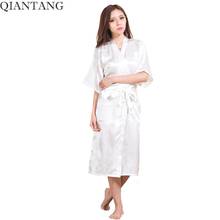 Bata de baño de seda de imitación para dama de honor y novia, ropa de dormir, Kimono de noche, camisón de talla grande, color blanco, S-XXXL 2024 - compra barato