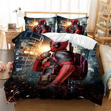 Conjunto de cama queen king em poliéster deadpool 3d, roupa de cama com edredon e capa de edredom (sem lençol) 2024 - compre barato