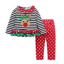 2PCS Christmas Girl Suit Tops+Pants Cotton Autumn Winter Children Elk Set Girls Clothing Full Sleeve O-Neck Print Cartoon 2024 - buy cheap
