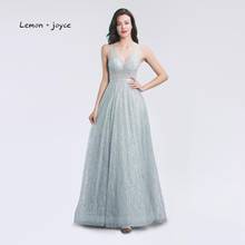 Lemon joyce-Vestidos de Noche largos con cuello en V, sexys, Espalda descubierta, corte en A, lentejuelas, talla grande, 2020 2024 - compra barato