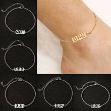 1980-2000 Birth Year Initial Anklet Bracelet Old English Font Anklets for Women 1997 1998 1999 Anklet Leg Chain Foot Jewerly 2024 - buy cheap