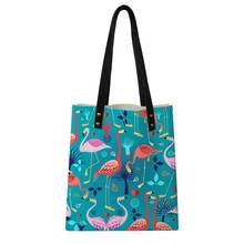 HaoYun Fashion Women's Handbags Cartoon Flamingos Prints Pattern Girls Shoulder Bags Casual Large Capacity Travel Totes Bags 2024 - buy cheap