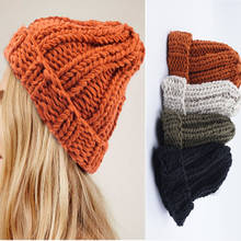 Mujeres Sombrero trenzado de punto de lana de ganchillo gorro estilo boina Ski Ball Cap holgado invierno cálido sombrero 2024 - compra barato