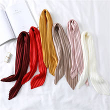 2020, 70*70 см, женский маленький шелковый квадратный шарф, узкая лента для шеи, маленькая плиссированная повязка для волос, платок, женский шарф 2024 - купить недорого