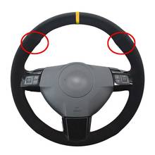 Car Steering Wheel Cover Hand-Stitched Black Genuine Leather Suede For Opel Astra (H) 2004-2009 Zaflra (B) 2005-2014 Signum 2005 2024 - buy cheap