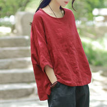 Cotton Linen Blouse Summer Short Sleeve Casual Shirt Women Tops Loose Style Chinese Tops T-shirt Teasim Wear Clothes 2024 - buy cheap