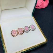 Best Gift Natural and Real Pink OPal Earrings S925 Sterling Silver Fine Elegant Jewelry for Women Wedding Earring 2024 - buy cheap