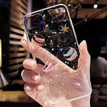 SUYACS Блестящий Прозрачный чехол для телефона для iPhone 12 Mini 11 Pro Max XR XS Max X 6 7 8 Plus с мультяшными звездами, мягкая эпоксидная задняя крышка 2024 - купить недорого