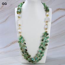 GG Jewelry-collar de cuarzo de crisoprasa para mujer, Gargantilla de 5 hebras, color verde Natural, Perla blanca áspera Keshi, joyería de 30" 2024 - compra barato