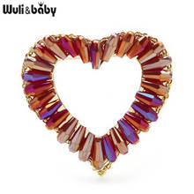 Wuli & baby-broche hecho a mano de 2 colores, alfileres de corazón, broche de amor de melocotón de cristal, insignia, regalo de Año Nuevo, joyería 2021 2024 - compra barato