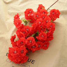 Flor artificial rosa, flor de cerejeira falso flor de casamento decoração de casa fotografia 2024 - compre barato