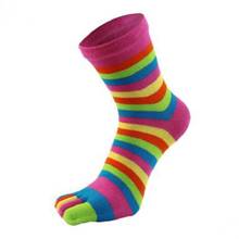 12 PCS = 6 Pairs Of Women's Socks Autumn Winter Funny Cute Five Fingers Rainbow Color Striped Printed Ankle Toe Cotton Socks 2024 - buy cheap