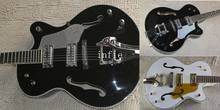 Diapasón de ébano negro personalizado de fábrica, afinadores de cuerpo Semi hueco, guitarra eléctrica de Jazz con Bigsby 14827 2024 - compra barato