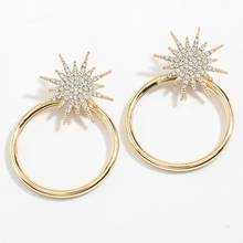 New Fashion Round Hanging Dangle Drop Korean Earrings For Women Geometric Star Gold Earring Wedding 2020 kolczyki Jewelry 2024 - buy cheap