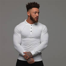 Running Polo T-shirt Men Gym Sport Skinny Long Sleeve Tee Shirt Male Outdoor Fitness Bodybuilding Workout Tops Clothing 2024 - buy cheap
