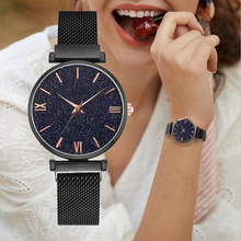 Tendencia de mujer 2020 liga malha cinta senhoras relógio mostrador estrelado relógio feminino moda ímã fivela senhoras relógio orologio donna 2024 - compre barato