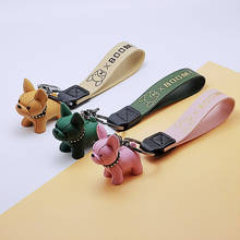 French Bulldog Keychain PU Leather Dog Xmas Animal Keychains for Women Bag Pendant Jewelry Car Key Ring Key Chain Lobster Clasp 2024 - buy cheap