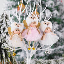 Enfeite de natal para crianças, pingente suspenso, boneca de anjo, lantejoulas, decorações de árvore de natal para casa, natal, ano novo, natal 2024 - compre barato