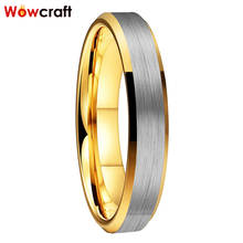 4mm Tungsten Wedding Bands Gold Brushed Finish Surface Womens Rings with Beveled Edges Comfort Fit Free Engraving Inside 2024 - buy cheap