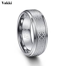 VAKKI-Anillo de boda de carburo de tungsteno para hombre, brocha de nudo láser de 8mm, anillo de compromiso de Color plateado pulido 2024 - compra barato
