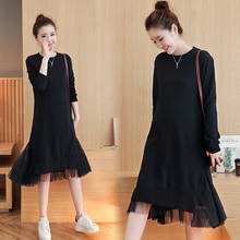 Lace Maternity Dresses Pregnancy Clothes For Pregnant Women Long Sleeve Bottoming Dress Maternity Autumn Winter Clothes 2024 - buy cheap