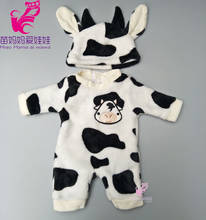 Black cartoon cows clothes hat set for 43cm 18 inch  baby doll cute animal outfits also suit for 18 inch girl dolls 2024 - buy cheap