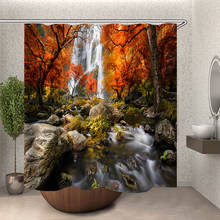 forest stream shower curtain waterproof polyester bathroom curtain deer printing curtain bathroom 2024 - buy cheap