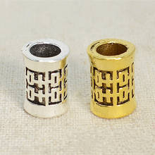 Contas de tubo antigo cor de ouro 50 peças, 9*13mm, estilo chinês, fonte de casamento, contas de liga para fazer jóias 2024 - compre barato