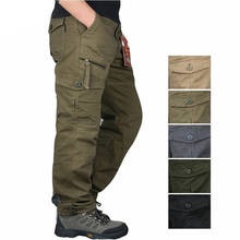 Calça cargo masculina, calça militar tática com muitos bolsos 2024 - compre barato