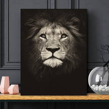 Leão nórdico cabeça pintura da lona animais arte da parede posters e cópias parede fotos para sala de estar decoração casa 2024 - compre barato