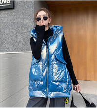 Куртка женская длинная на молнии, однотонный жилет с капюшоном, свободная повседневная утепленная размера плюс с хлопковой подкладкой, зима 2021 2024 - купить недорого