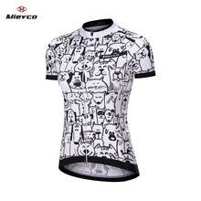 Camiseta de Ciclismo de secado rápido para mujer, ropa ecológica con patrón de dibujos animados blancos, ropa para bicicleta de carretera, Primavera 2024 - compra barato