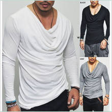 Camiseta de manga larga para hombre, Camiseta holgada con cuello desbocado, ropa informal de estilo hip hop, ropa divertida 2024 - compra barato