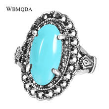 Wbmqda caliente 2020 de plata de moda anillo de Color joyería de la boda Vintage azul Punk de piedra de resina anillos para las mujeres caer envío 2024 - compra barato