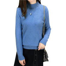 Suéter coreano de manga larga para mujer, abrigo de Cuello medio alto, holgado, salvaje, color sólido, Otoño e Invierno 2024 - compra barato
