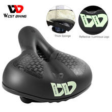 WEST BIKING Cycling Saddle Reflective/Luminous Cushion Shock Absorption Soft Seats Wide Mountain Bike Saddle Cycling Saddles 2024 - buy cheap