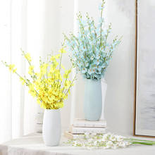 Orquídea de baile amarilla, flores artificiales, arreglos florales para el hogar, artesanías, jarrones de decoración, plantas en maceta Diy 2024 - compra barato