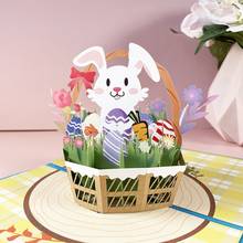 SWEETWU 1 Pc Bunny Flower Basket Easter Cute Animal Greeting Cards for Happy Birthday Kids Baby Shower with Envelope Happy 2024 - buy cheap