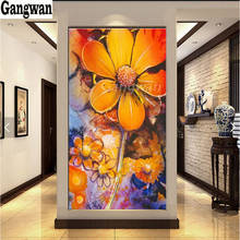 5D Diamond Painting yellow flower Full Square Round Diamond Embroidery Rhinestones Pictures Mosaic large Corridor decoration 2024 - buy cheap