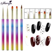 Monja pincel de manicure com 5 estilos de arte em unhas, extensão de gel uv, acrílico, pintura, caneta de listras, delineador de linhas, desenho diy 2024 - compre barato