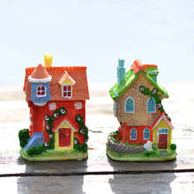Bonita casa de muñecas en Miniatura, casa de muñecas, jardín, bonsái, decoración, Mini juguete, adornos artesanales de resina, Micro decoración DIY 2024 - compra barato