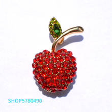Red Color Cute Apple Brooch for Women Rhinestone Brooch Sweet Breast Pin Ladies Gifts Party Dress Accessories Fashion Jewelry 2024 - buy cheap