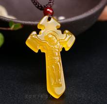 Yellow Cross Pendant Jade Pendant Men's and Women's шармы для сережек Серьги charm Natural Chalcedony Jade Agate Chalcedony 2024 - buy cheap