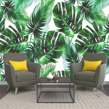 Custom 3D wallpaper mural Nordic plant green leaf hand-painted living room bedroom background wall decoration mural 2024 - buy cheap