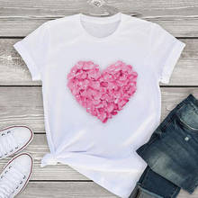New Summer Korean Women's T-shirt Female T Shirt Harajuku Casual Large Size Tops Tshirt Clothing Pink love Print Fashion tees 2024 - buy cheap