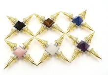 Reiki Chakra Quartz Natural Stone Energy Generator Pendulums Healing Crystal Cone Metal Pyramid Pendule Spiritual Amulet Jewelry 2024 - buy cheap